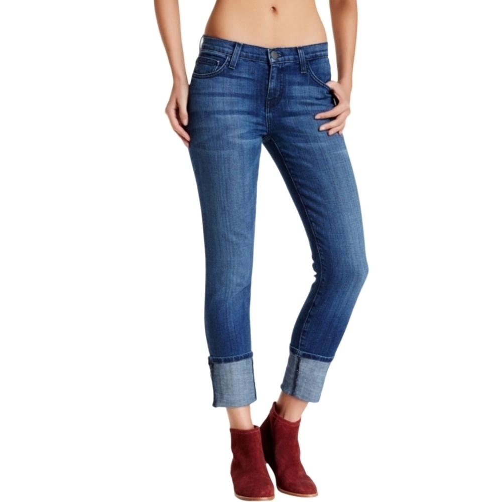 Current Elliot The Cuffed Skinny Medium Wash Jeans